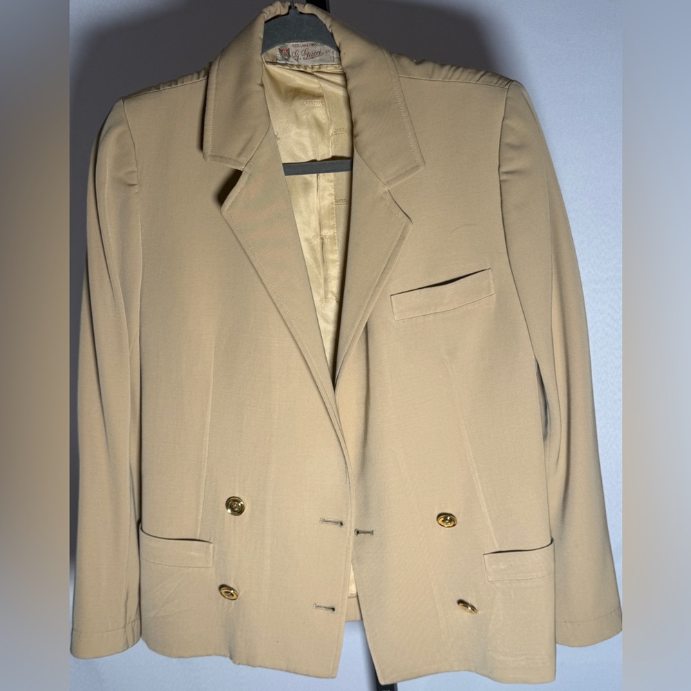 Gucci Camel Blazer and Skirt Suit.